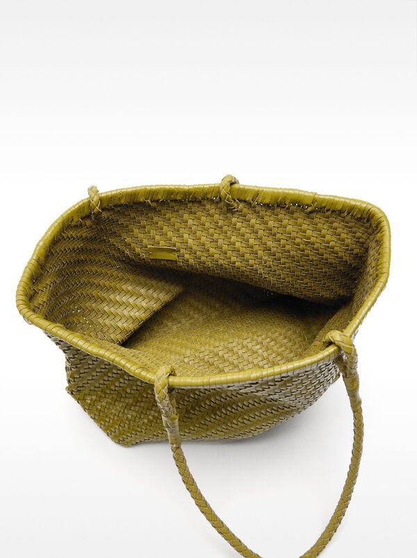 Woven leather shopper bag