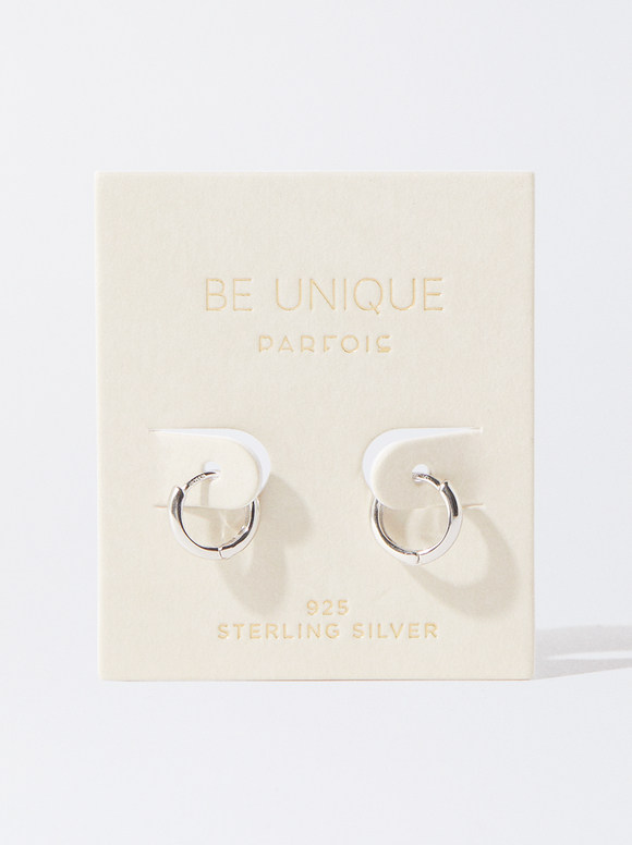 925 Silver Personalised Hoop Earrings, Silver, hi-res