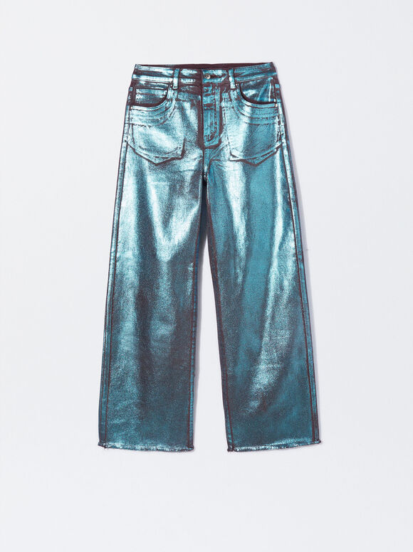 Metallic Jeans, Blue, hi-res