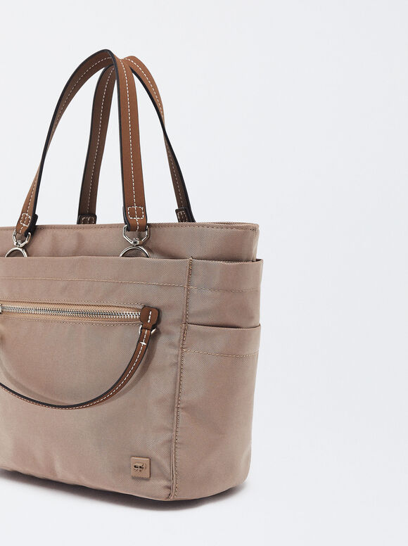Personalized Nylon Tote Bag, Camel, hi-res