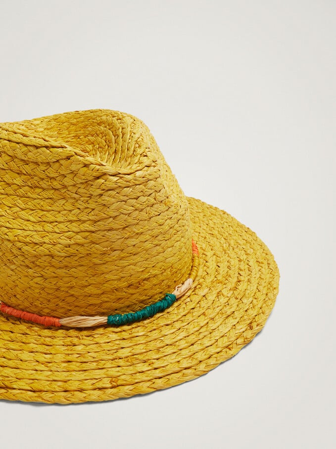 Sombrero De Paja Con Cuerda, Amarillo, hi-res