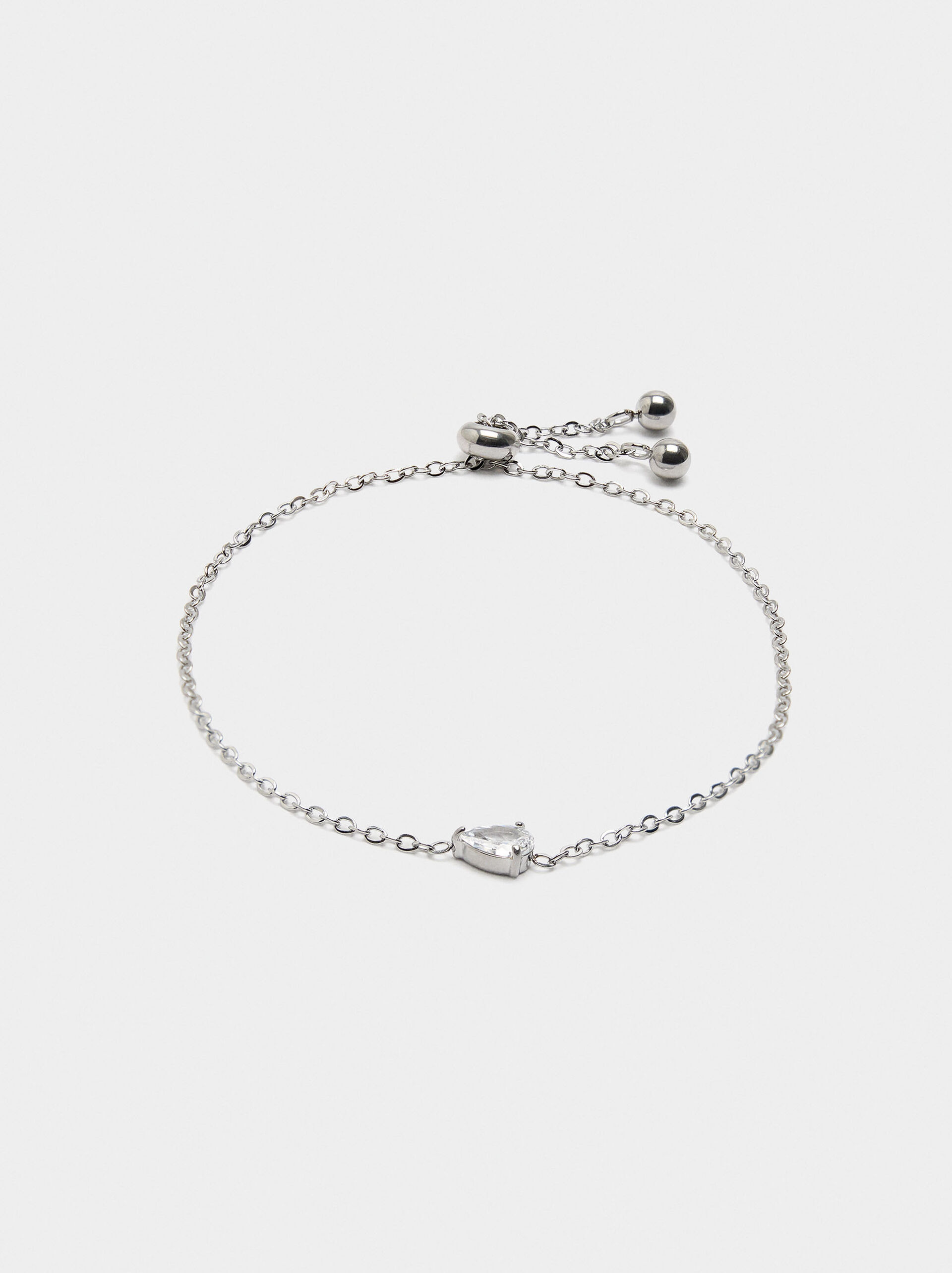 Bracelet of links with zirconia - stainless steel image number 0.0