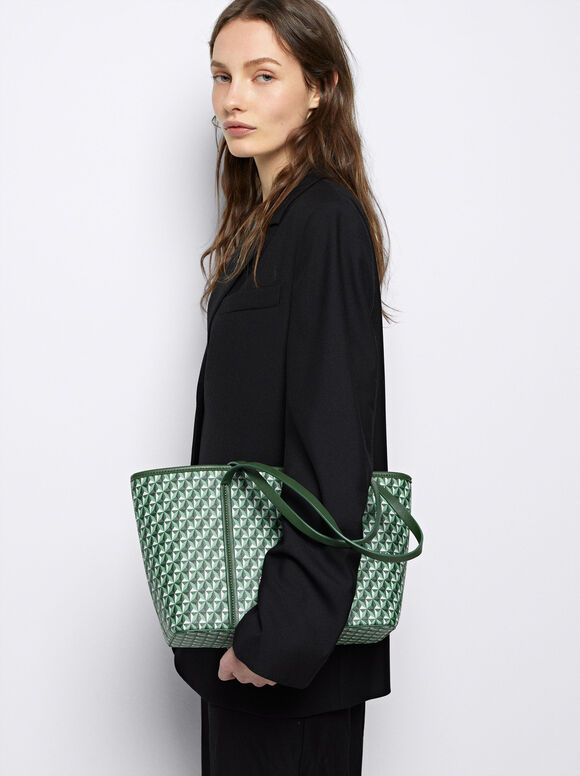 Personalized Printed Tote Bag S, Green, hi-res