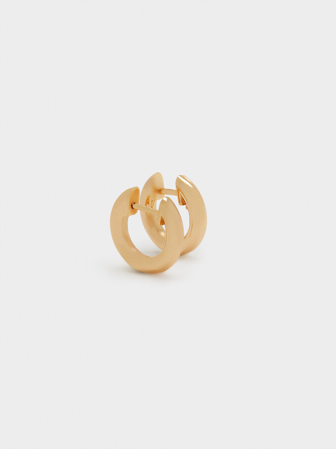 Small Gold Stainless Steel Hoop Earrings, Golden, hi-res