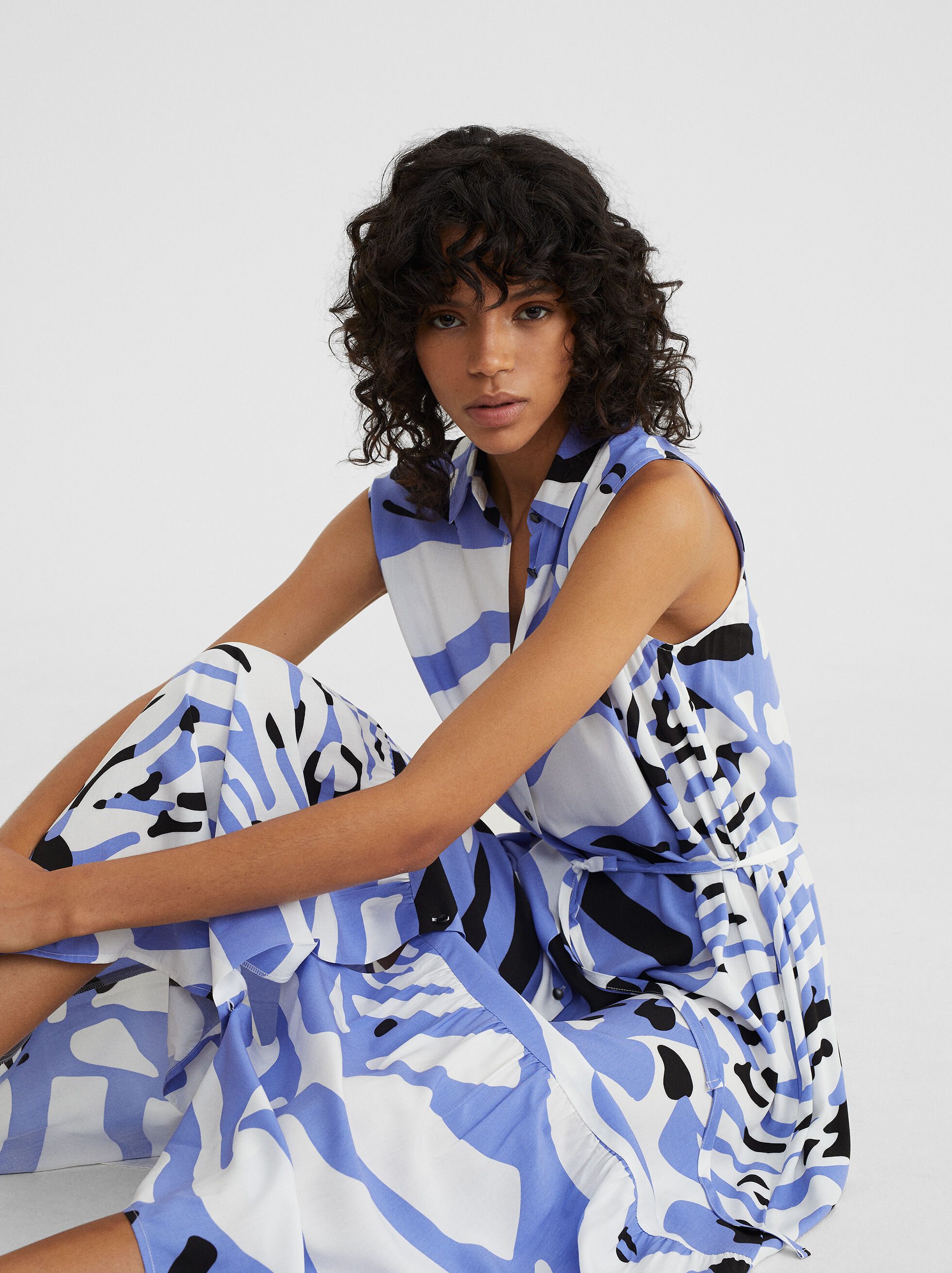 blue and black leopard print dress