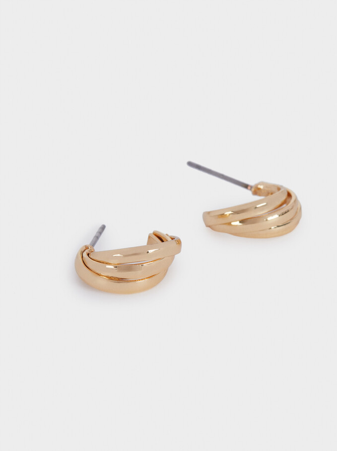 Small Golden Hoop Earrings, Golden, hi-res