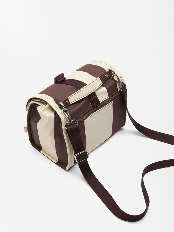 Striped nylon lunch bag
