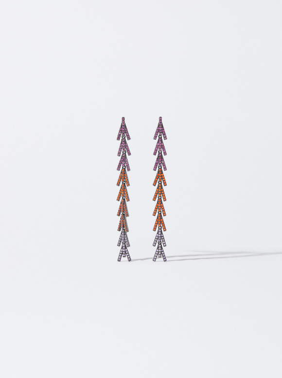 Earrings With Zirconia, Multicolor, hi-res