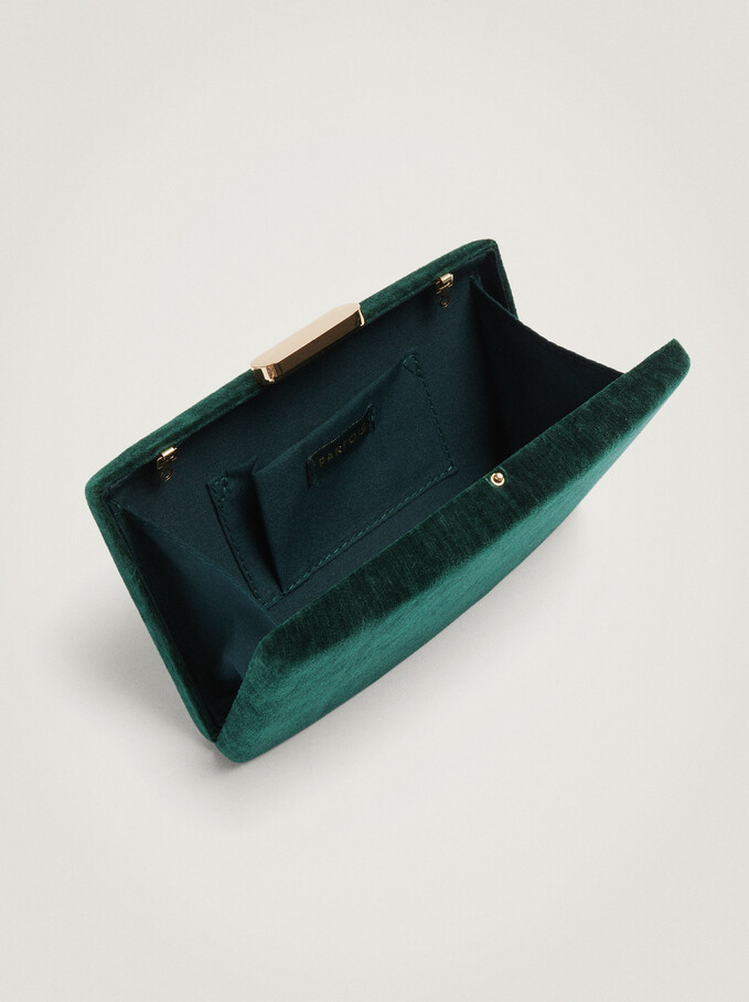 Party Clutch With Chain Handle, Green, hi-res