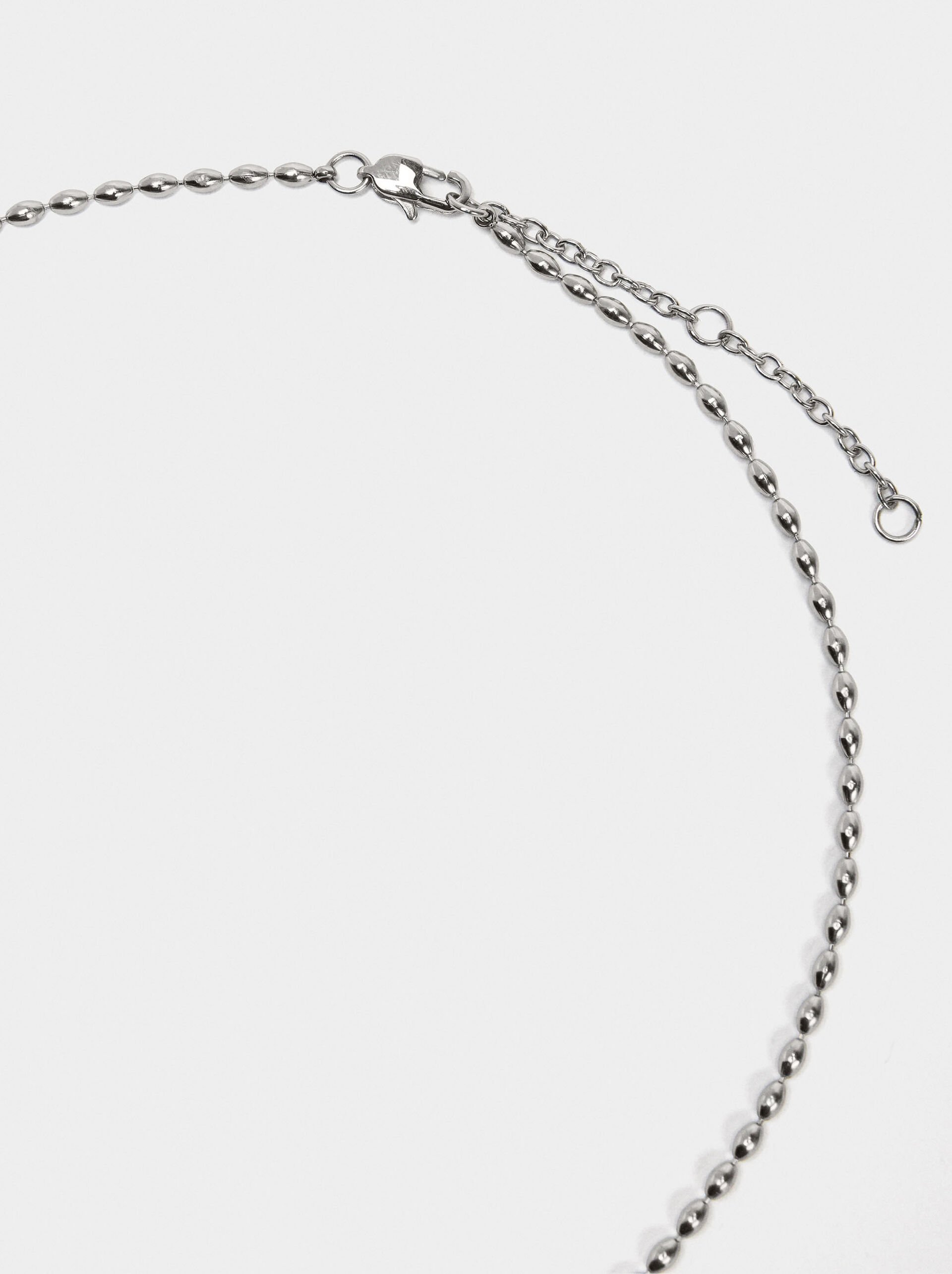 Bicolor necklace with heart pendant - stainless steel image number 3.0