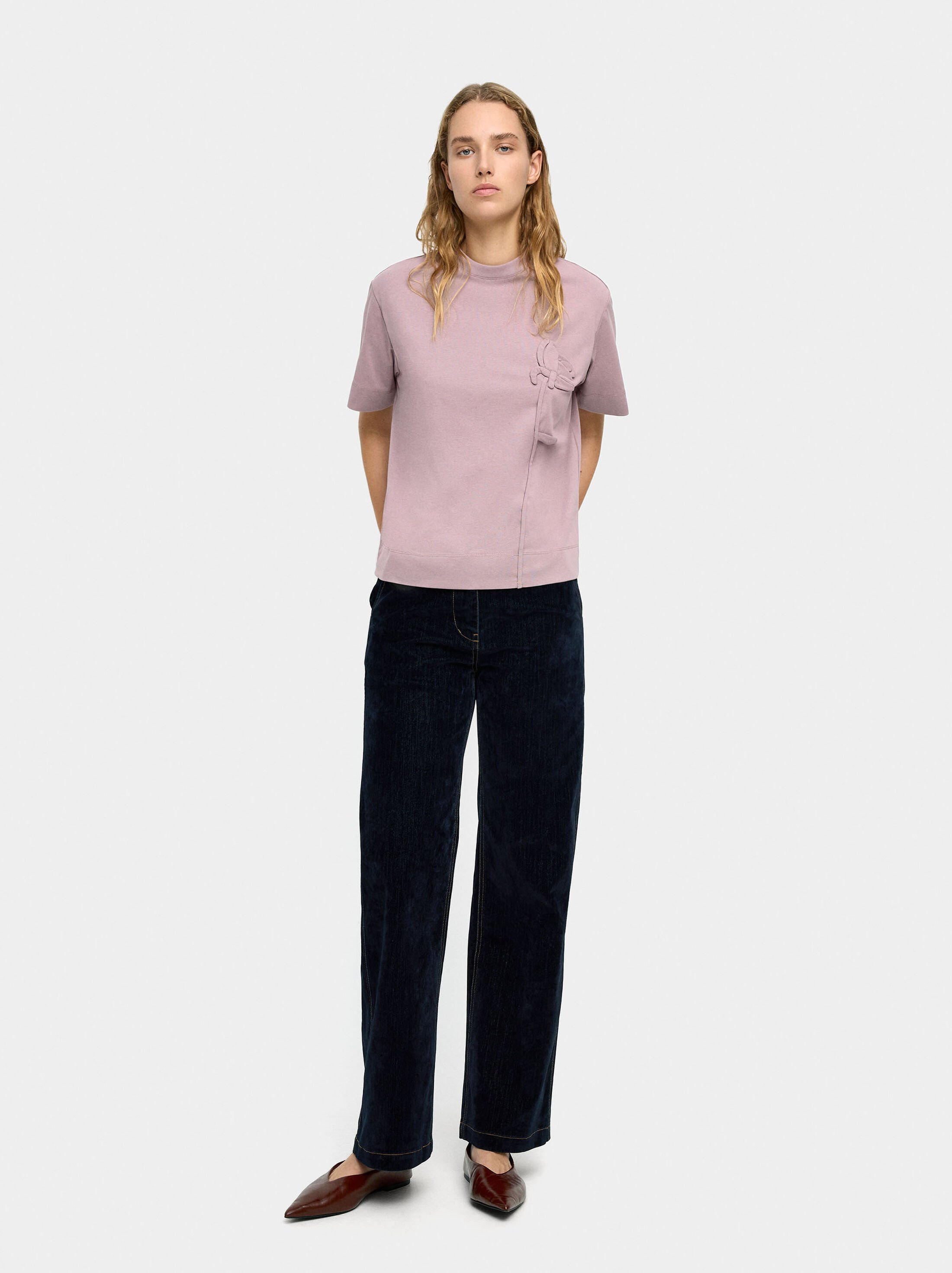Cotton t-shirt with flower image number 0.0