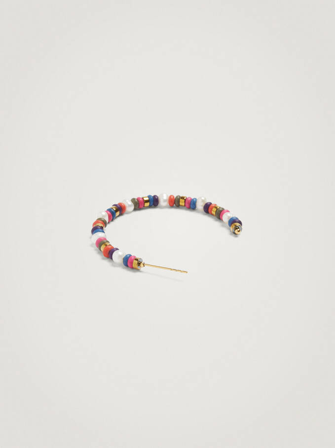 Stainless Steel Hoops With Stone, Multicolor, hi-res