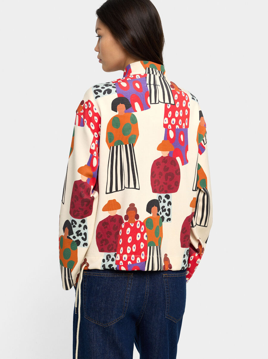 Sudadera estampada con cremallera