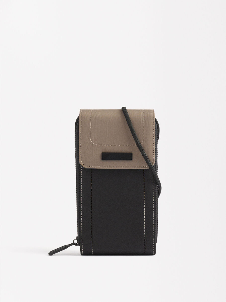Nylon color block phone pouch