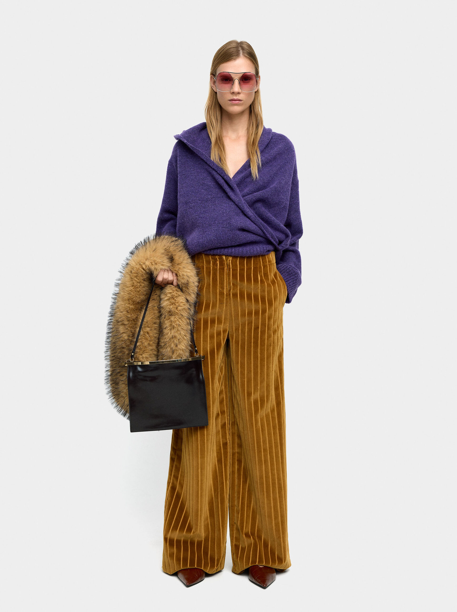 Knit sweater with crossover image number 0.0