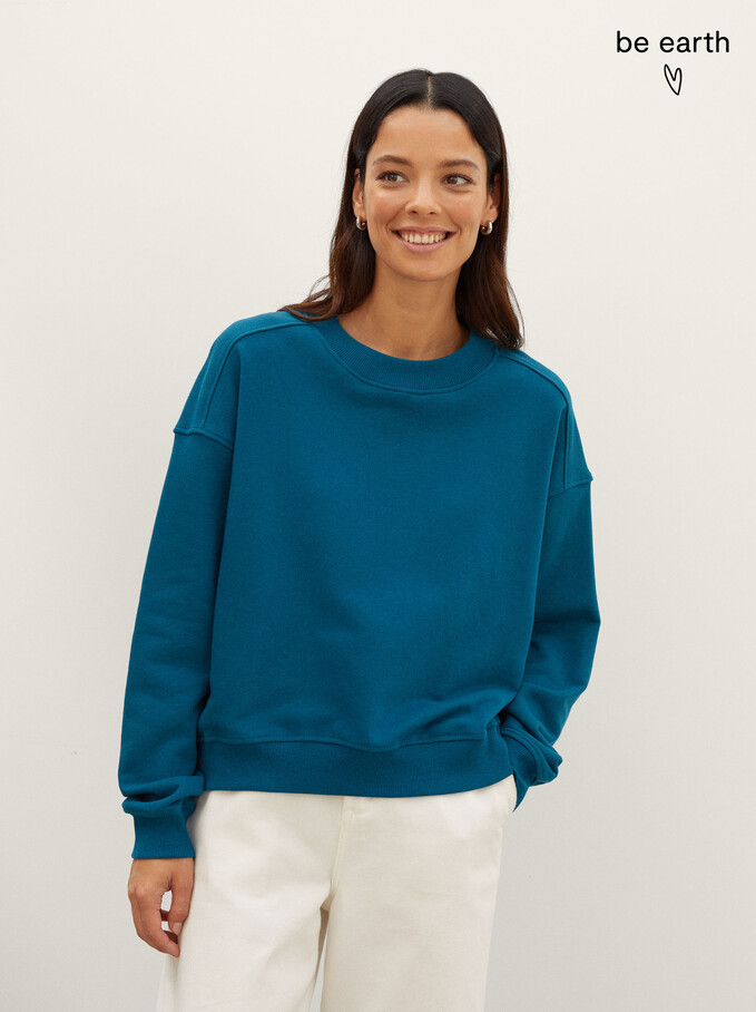 100% Cotton Sweatshirt, Green, hi-res
