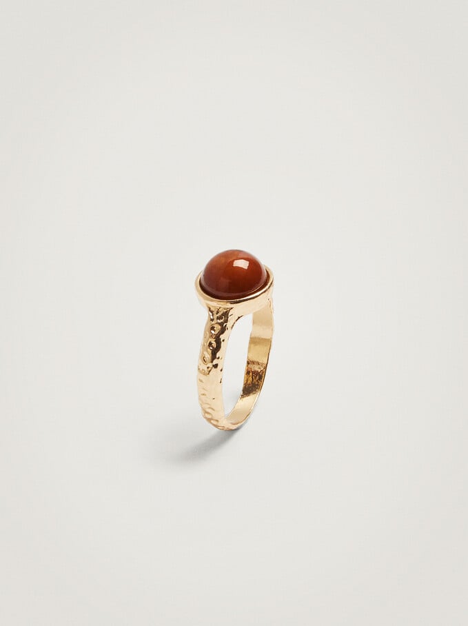 Ring With Stone, Brown, hi-res