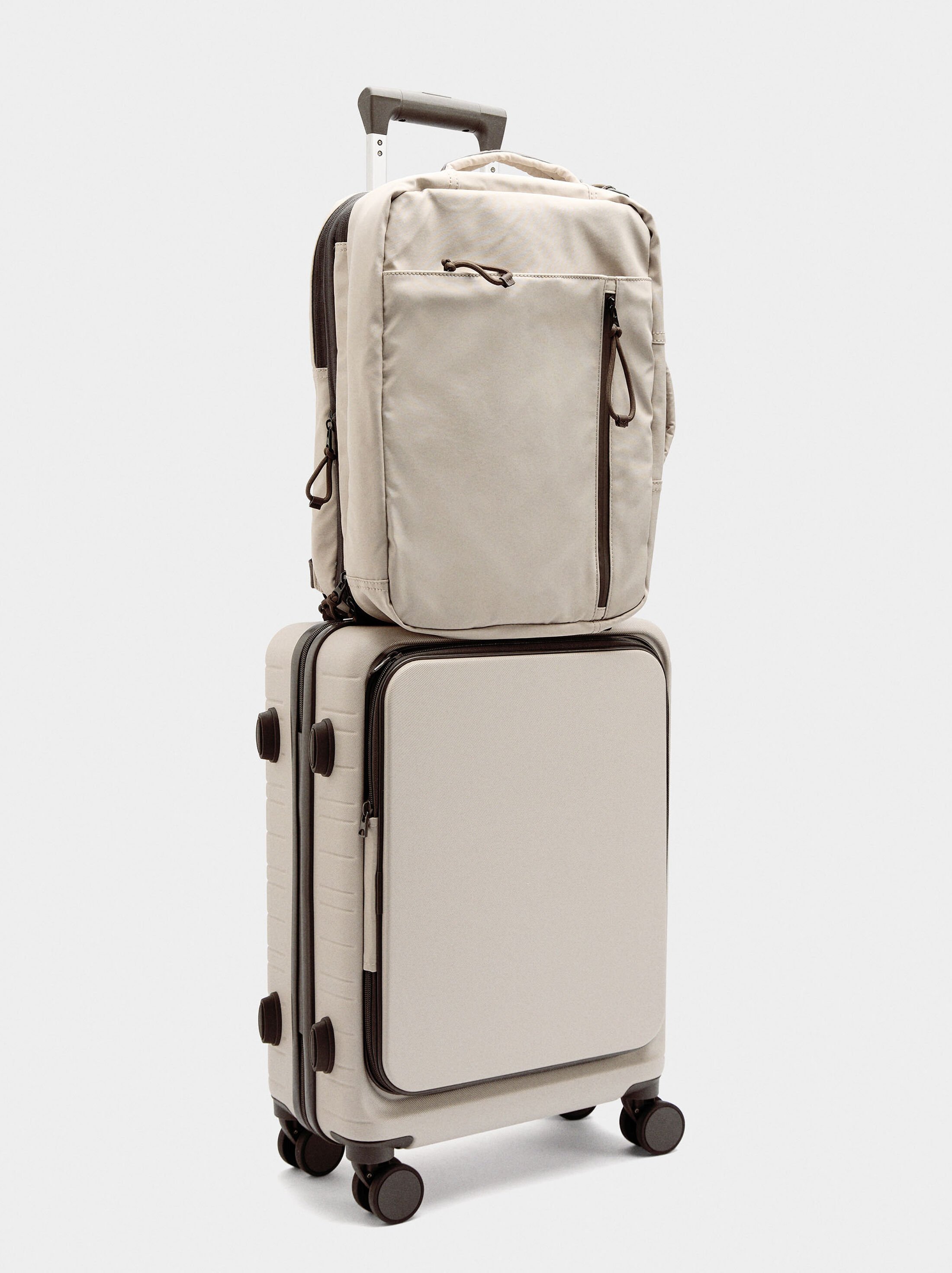 Striped travel suitcase image number 6.0