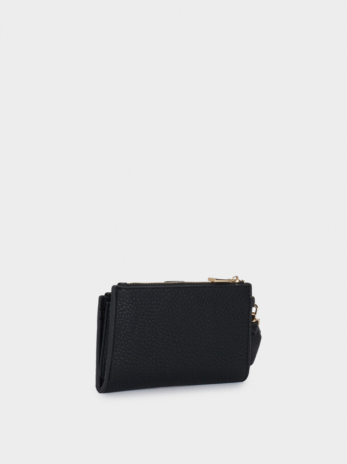 Wallet With Detachable Hand Strap, Black, hi-res