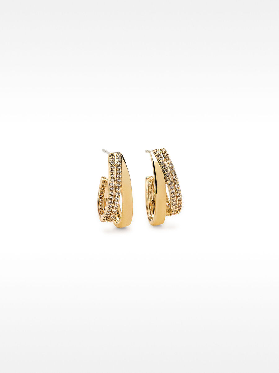 Multi-hoop effect earrings with zirconia