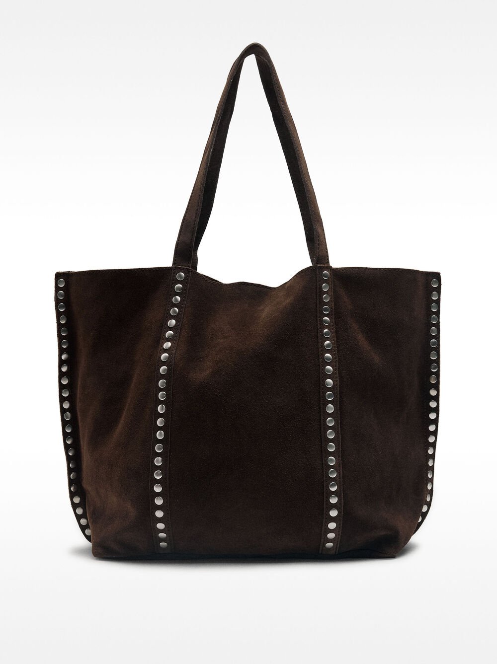 Leather shopper bag with studs