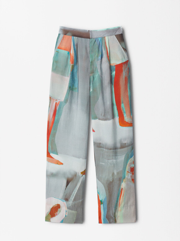 Pantalon Droit À Imprimé, Multicolore, hi-res