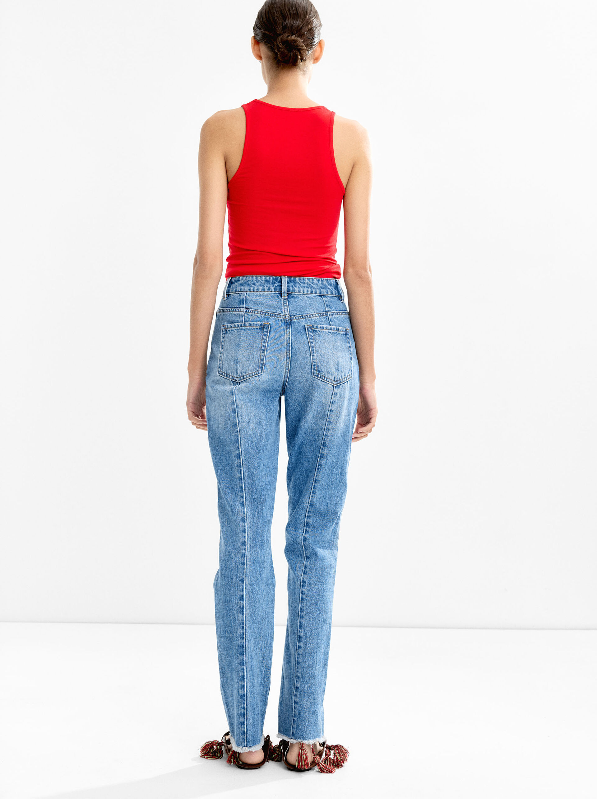 Washed effect denim trousers image number 3.0