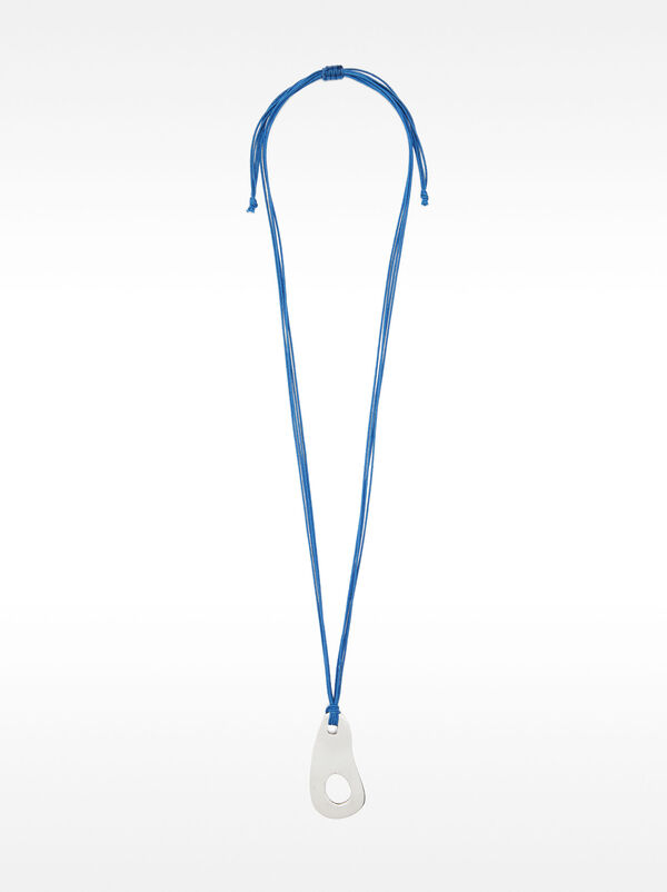 Necklace with pierced pendant cord