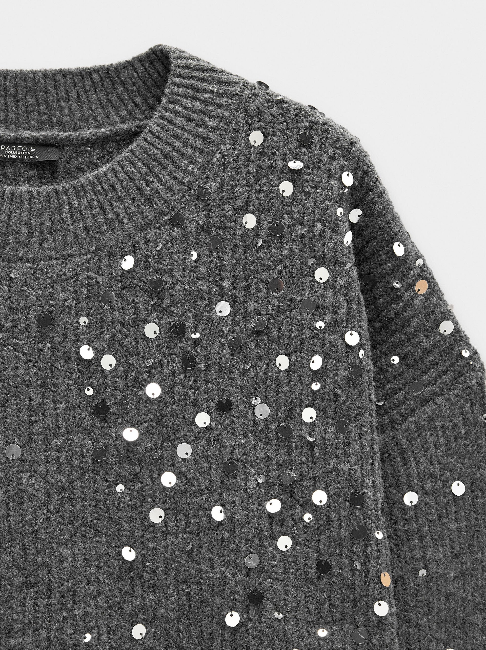 Knit sweater with sequins image number 6.0