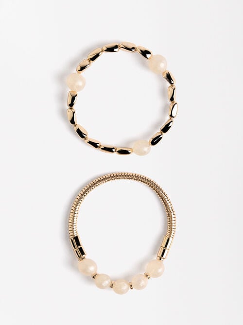 Set of elastic bracelets with resin