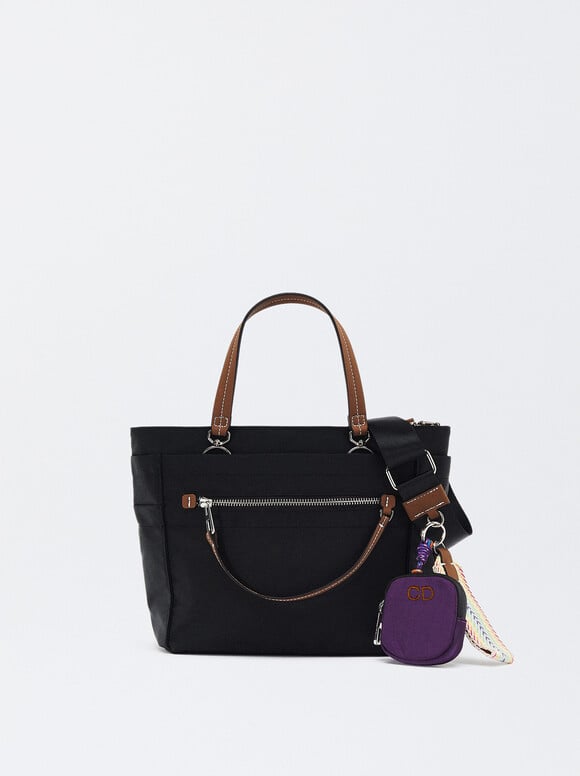 Personalized Nylon Tote Bag, Black, hi-res