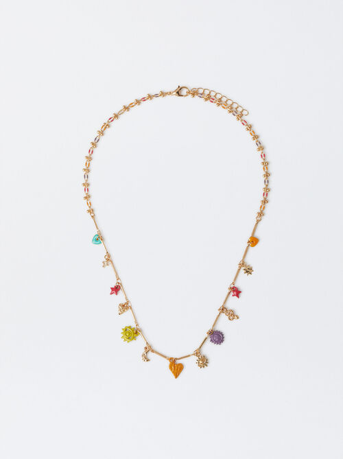 Multicolor Necklace With Charms
