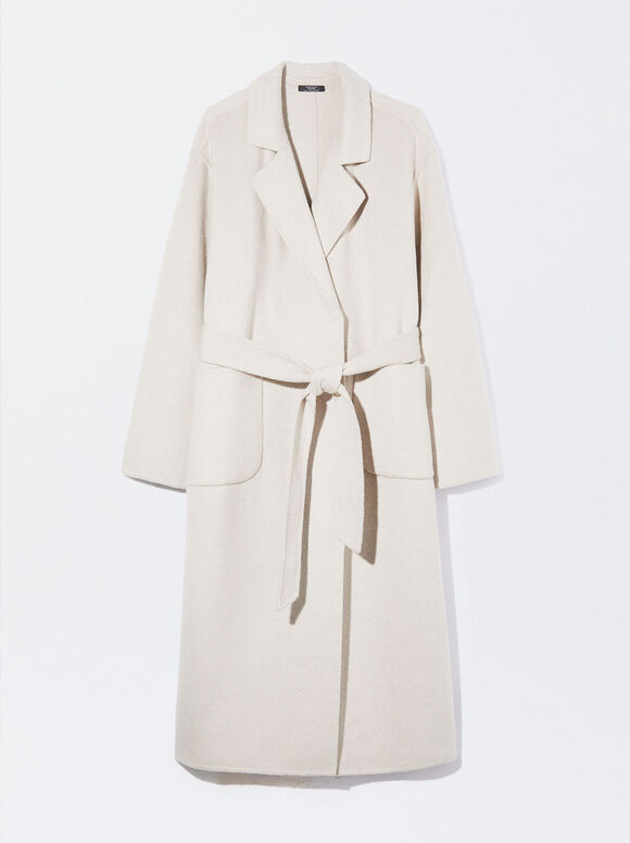 Long Coat With Wool, White, hi-res