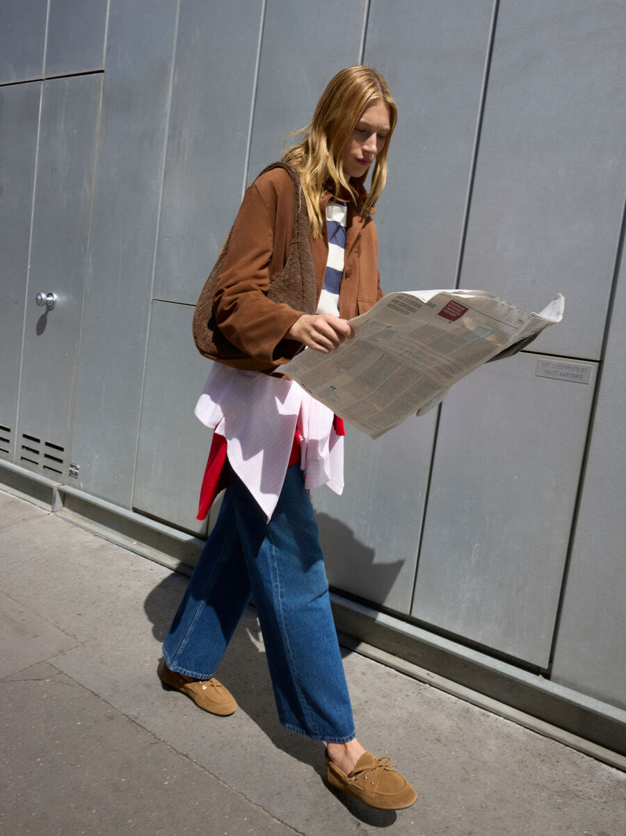 Leather jacket with pockets