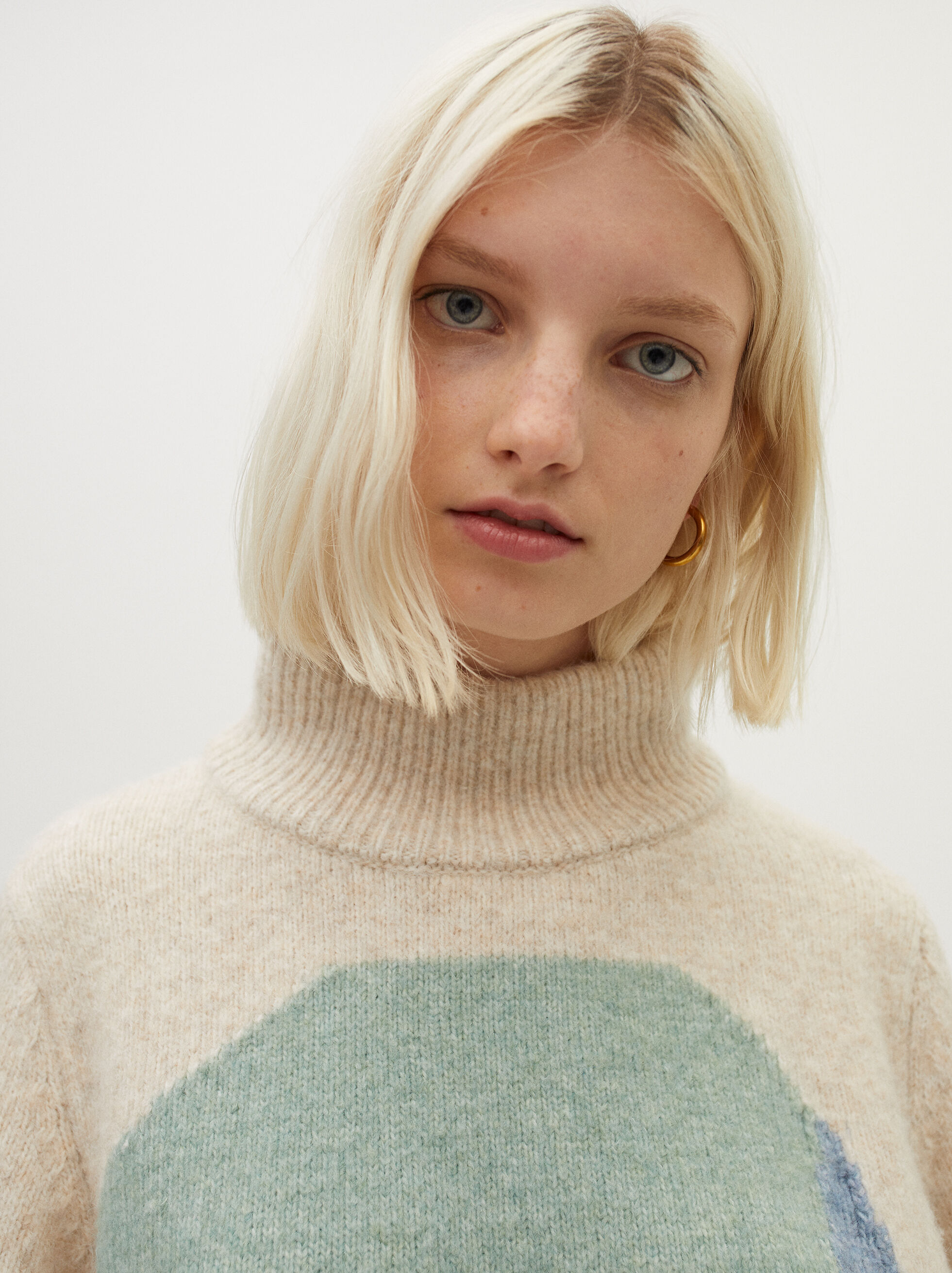 High neck sweater printed Clearance