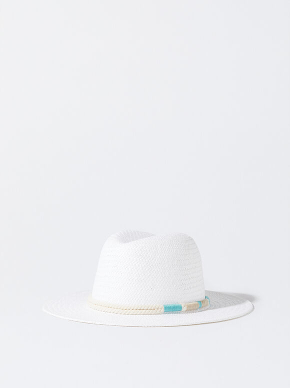 Braided Straw Hat, Ecru, hi-res