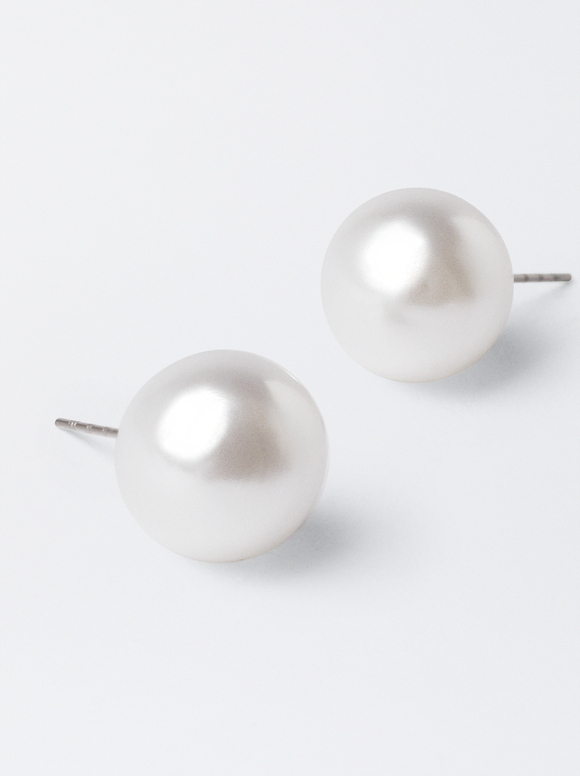Earrings With Pearls, Beige, hi-res
