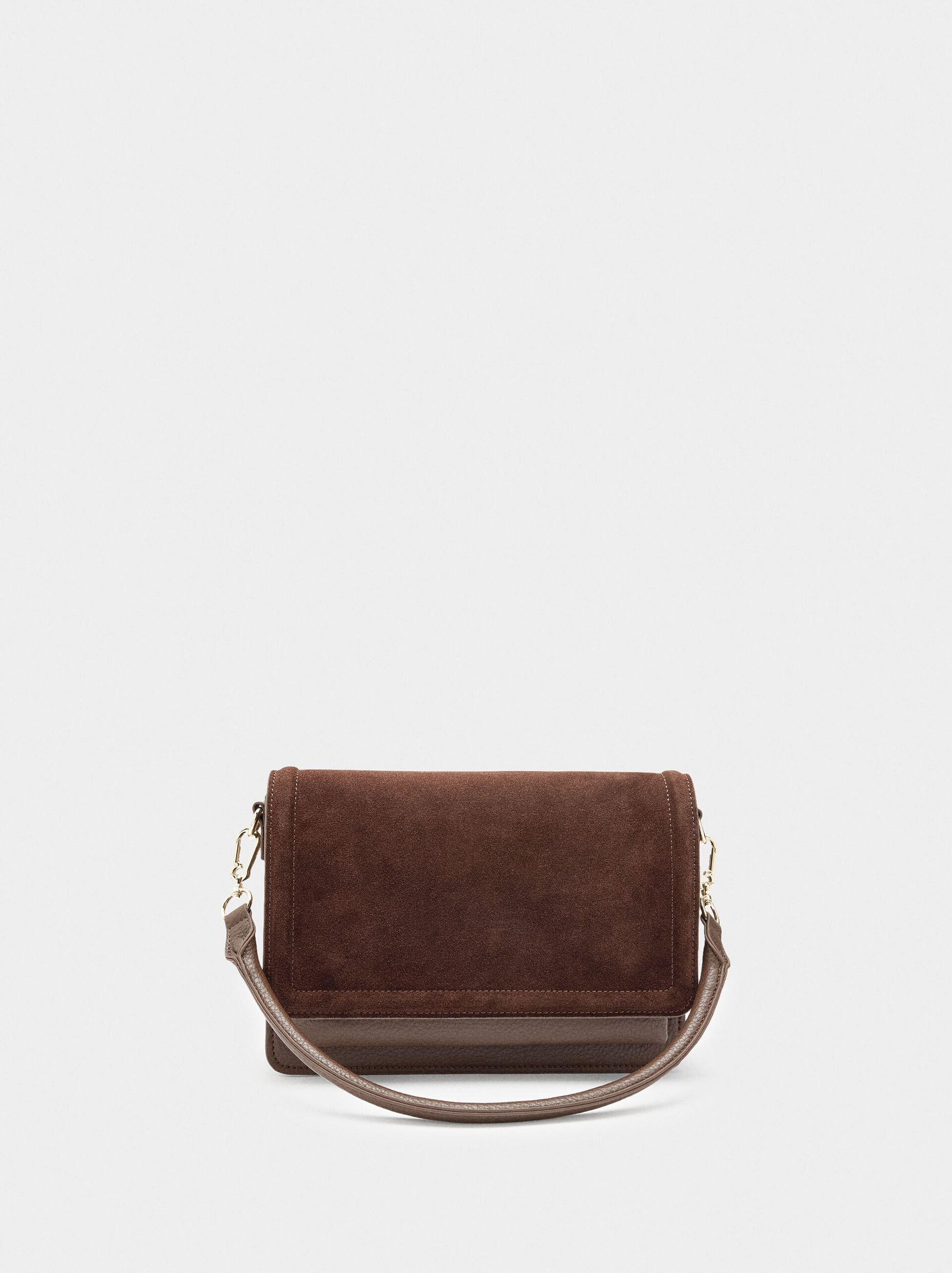 Crossbody bag with flap and leather details image number 0.0