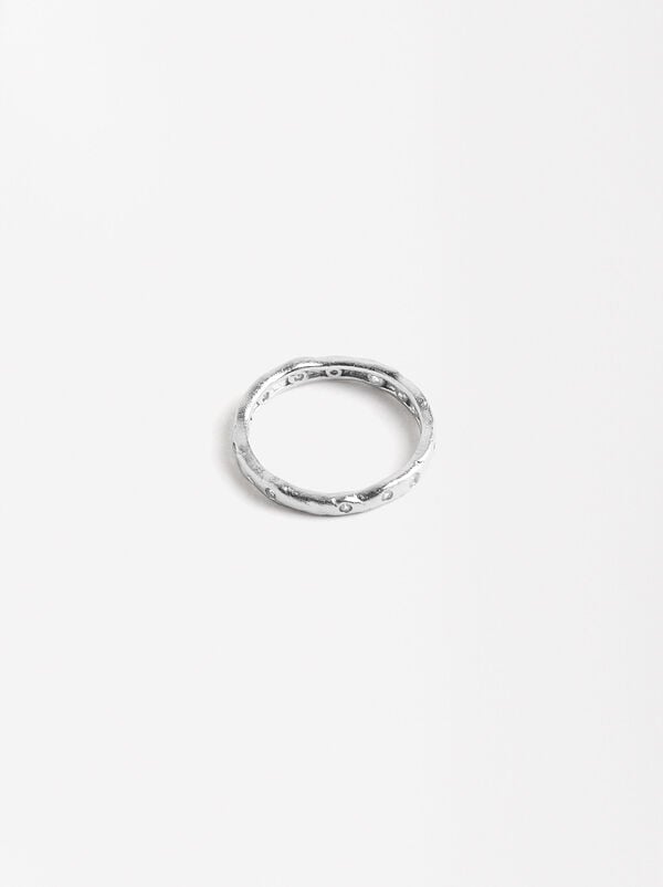 Irregular ring with crystals - 925 sterling silver