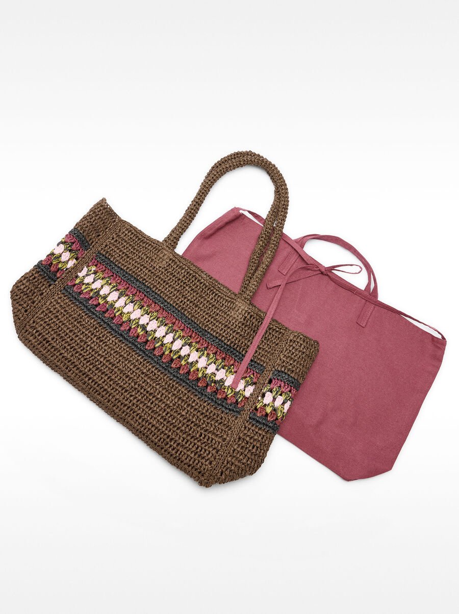 Sac shopper effet paille avec détail tressé