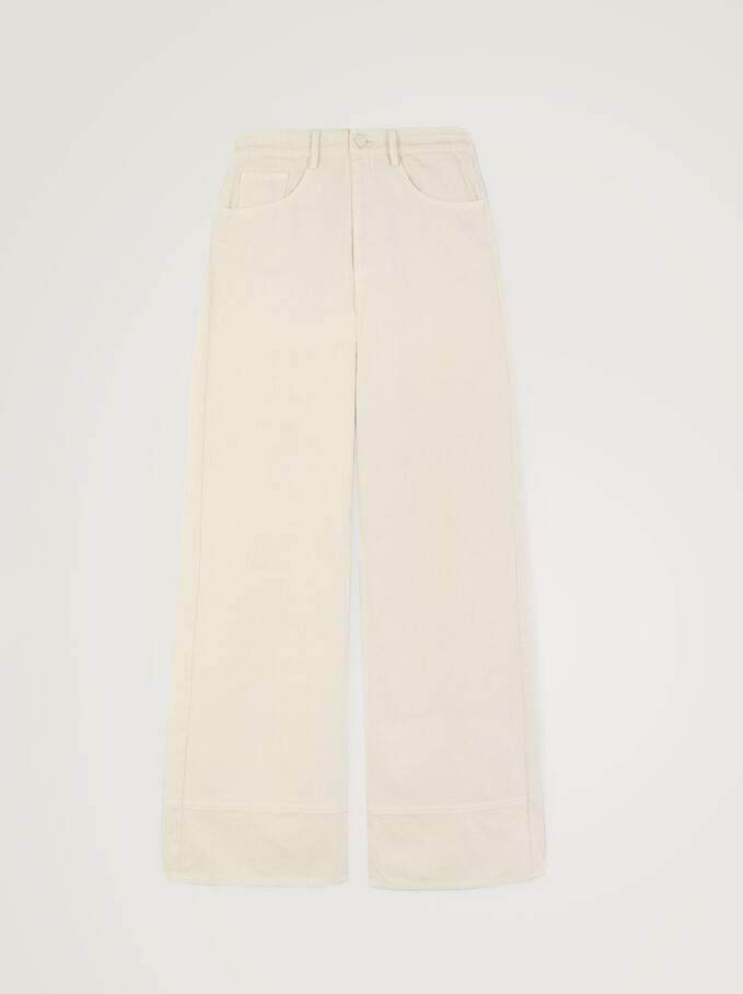 Bell-Bottom Trousers, Beige, hi-res