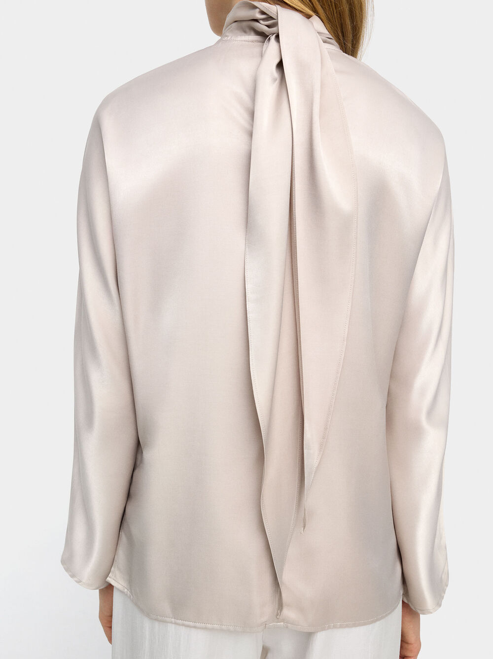 Satin blouse with high neck