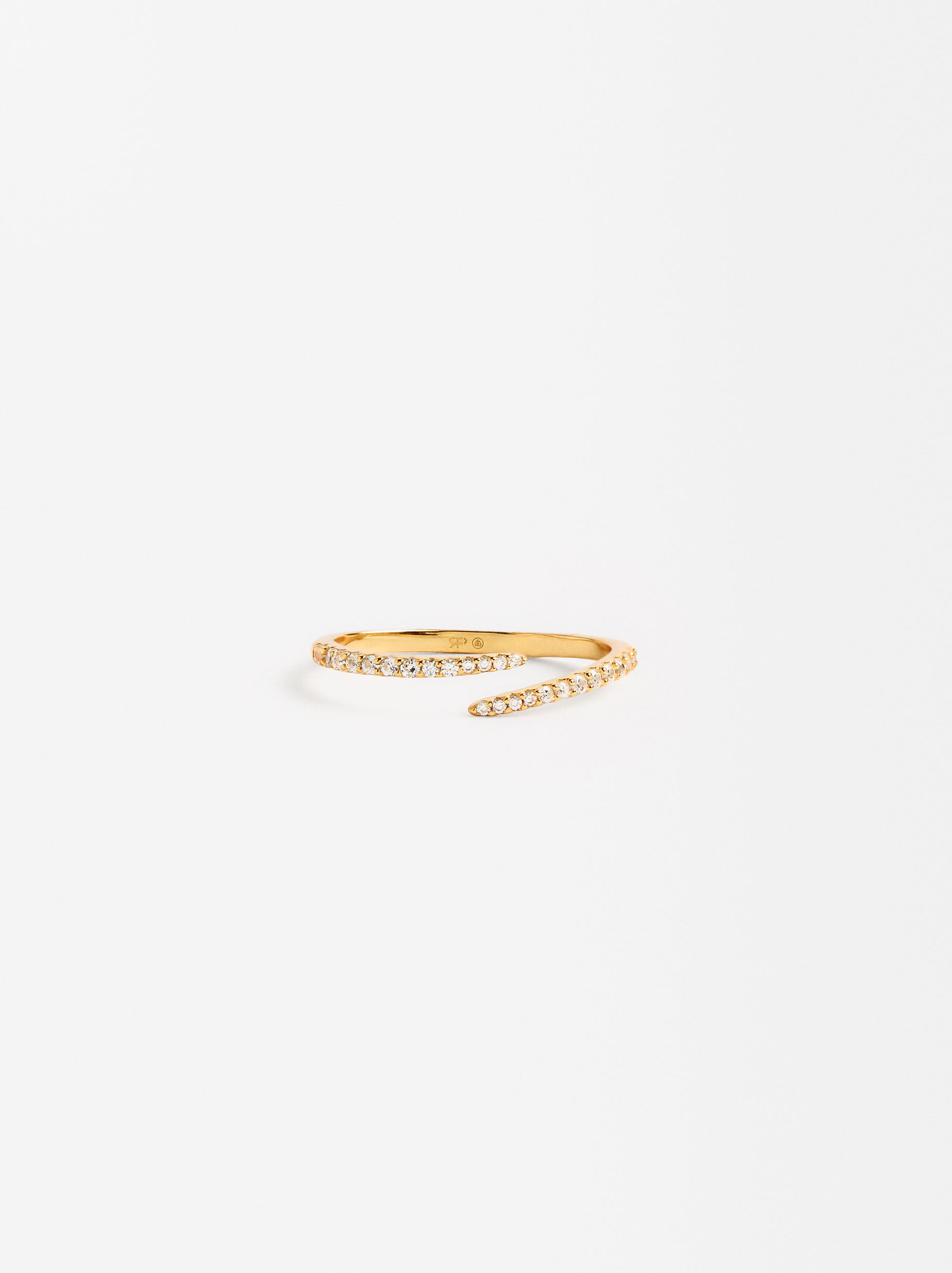 Ring With Zirconia Sterling Silver 925 Golden Parfois