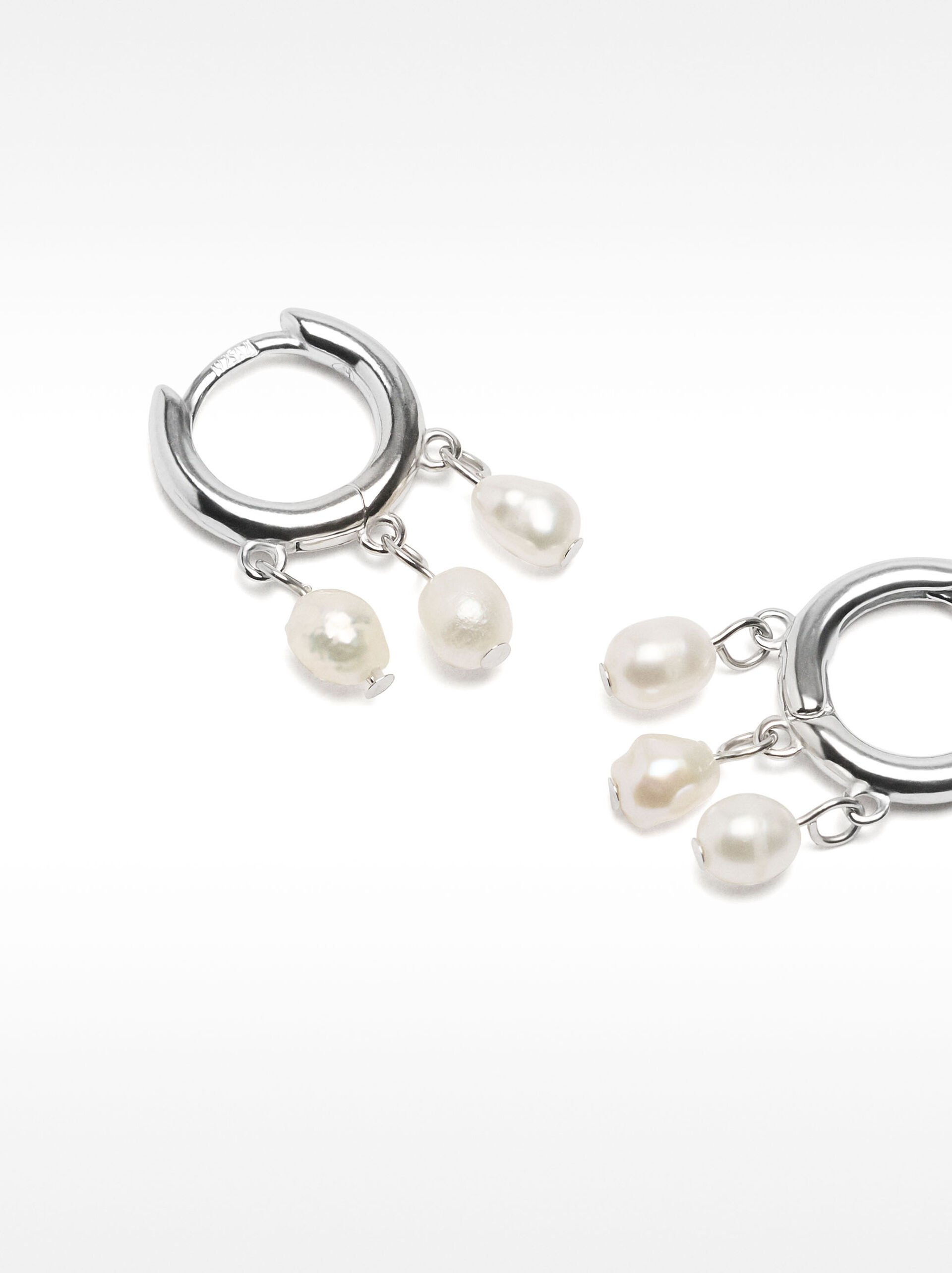 Hoop earrings with pearls - 925 sterling silver image number 2.0