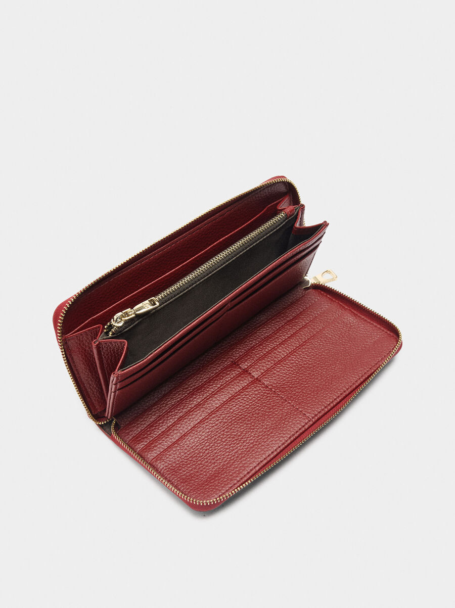 Wallet with texture and zipper closure L