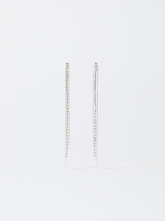 Earrings With Pearls, Silver, hi-res