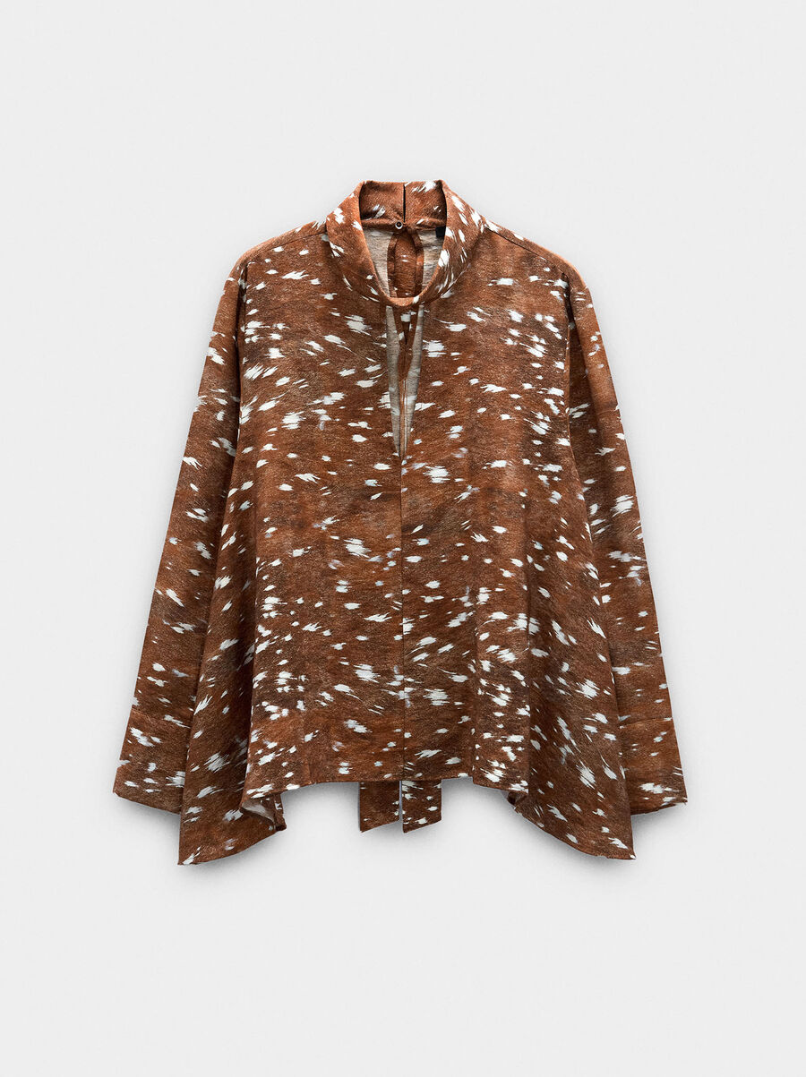 Long-sleeve animal print blouse