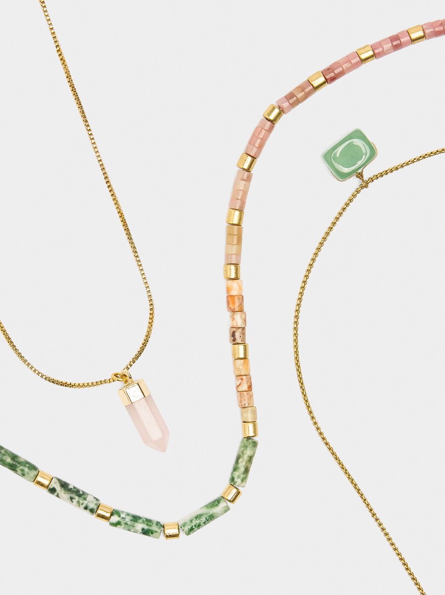 Set of necklaces with stones