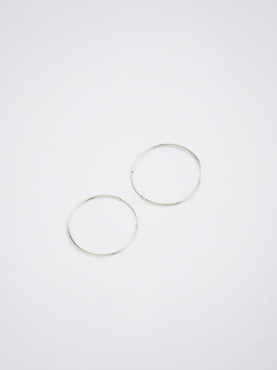 Silver Hoop Earrings, Silver, hi-res