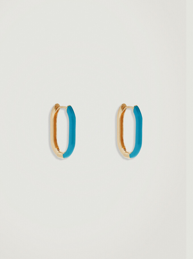 Hoop Earrings With Enamel, Blue, hi-res